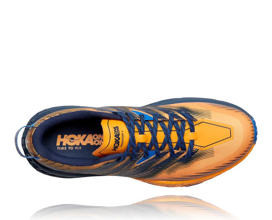 Trail Shoes Mens - Hoka One One Speedgoat 4 - Orange/Black - HUYJRAG-30